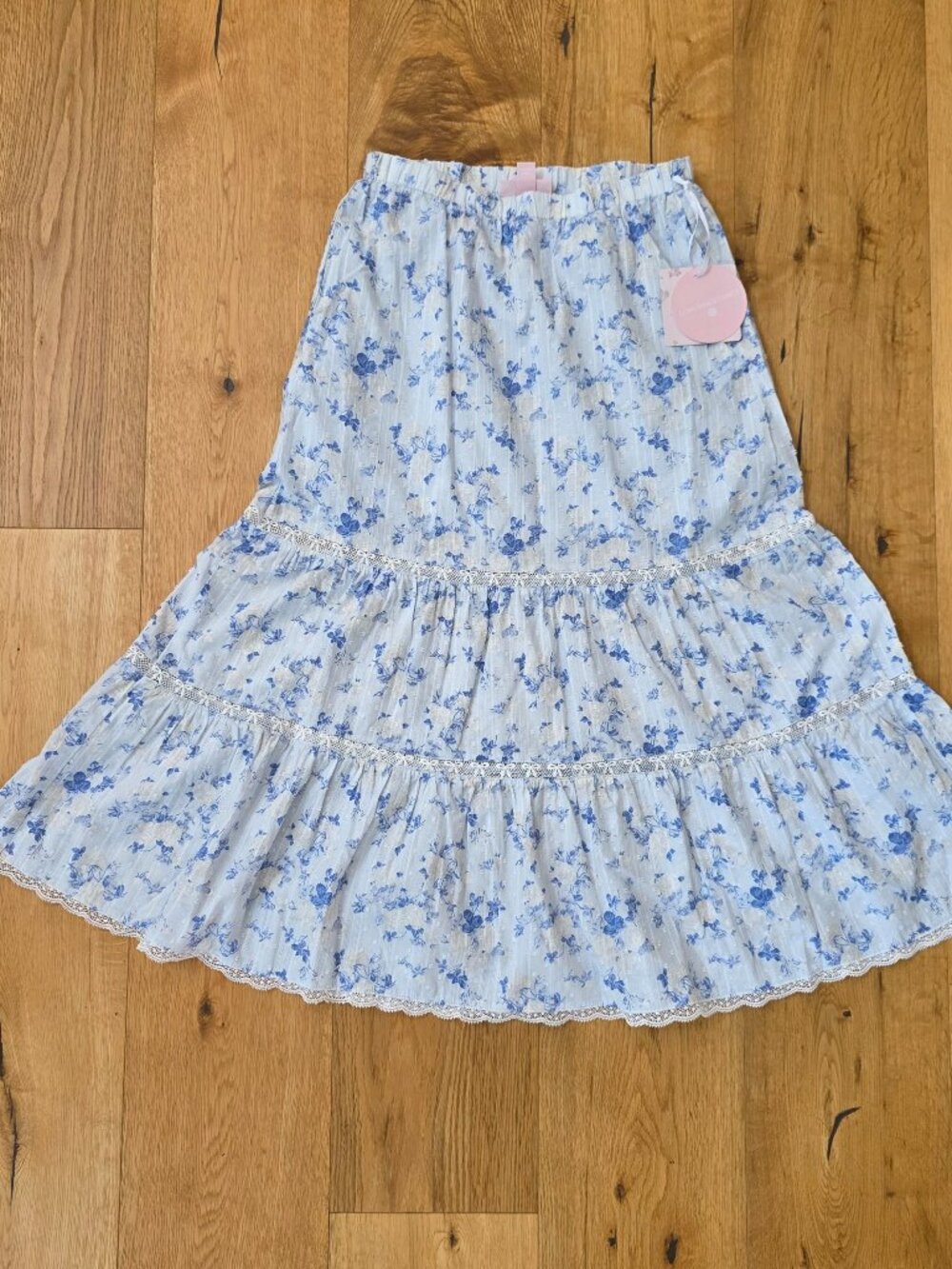 LoveShackFancy target Blue Floral Everblooming Rosettes Tiered Maxi 12 girls new
